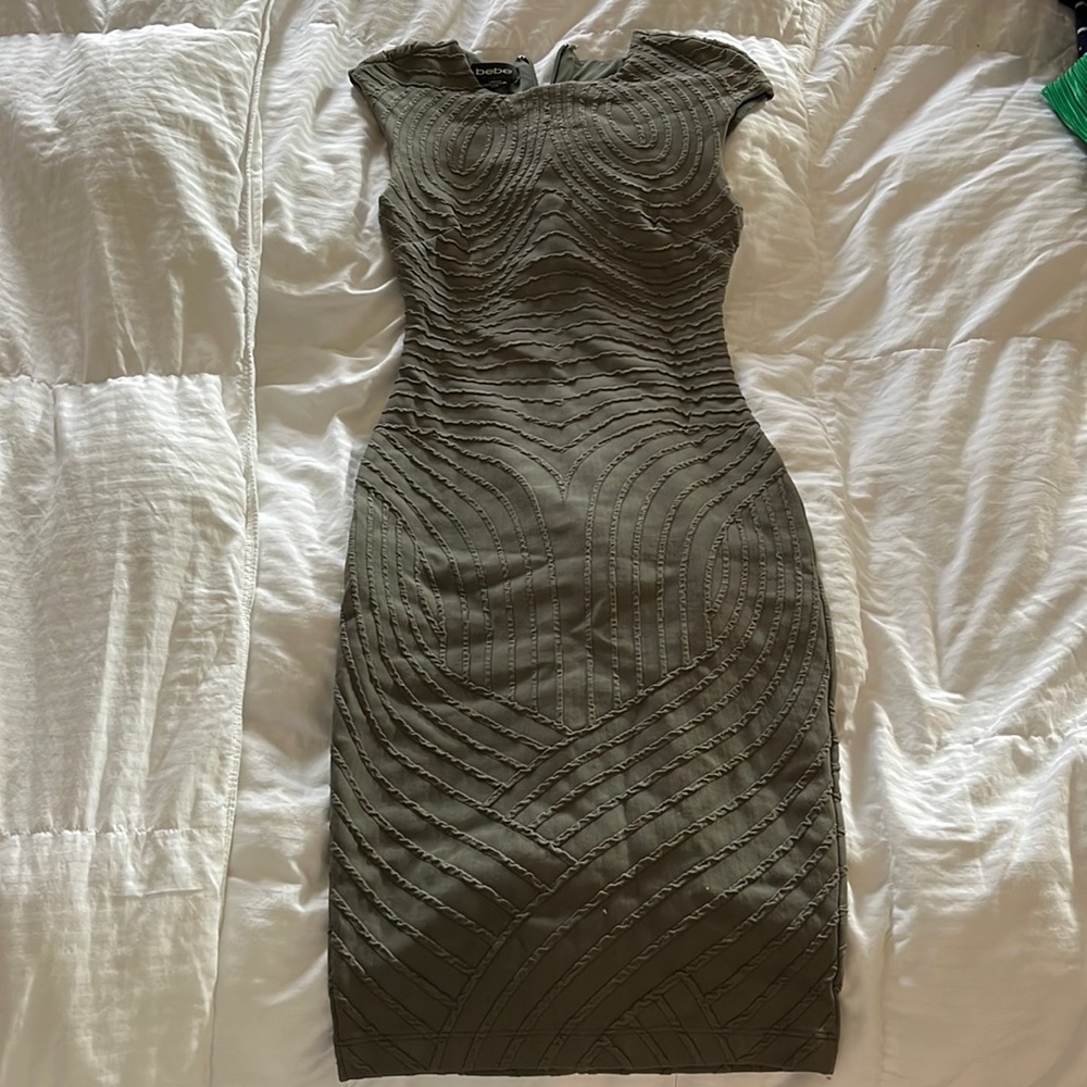 Army, green Bebe body con dress hits the knees size xxs